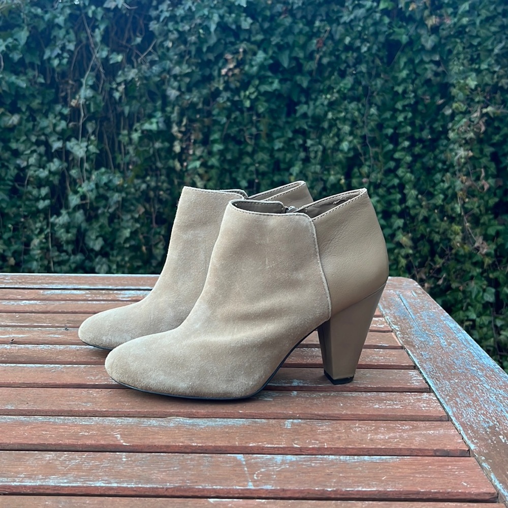 Gianna Bini Leather and Suede Ankle High Heel Booties